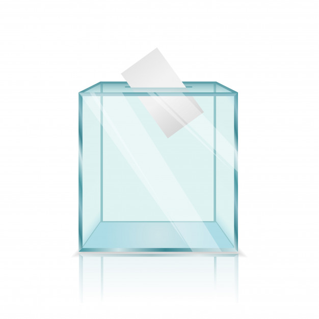 626x626 Realistic Modern Glass Transparent Ballot Box Vector Premium