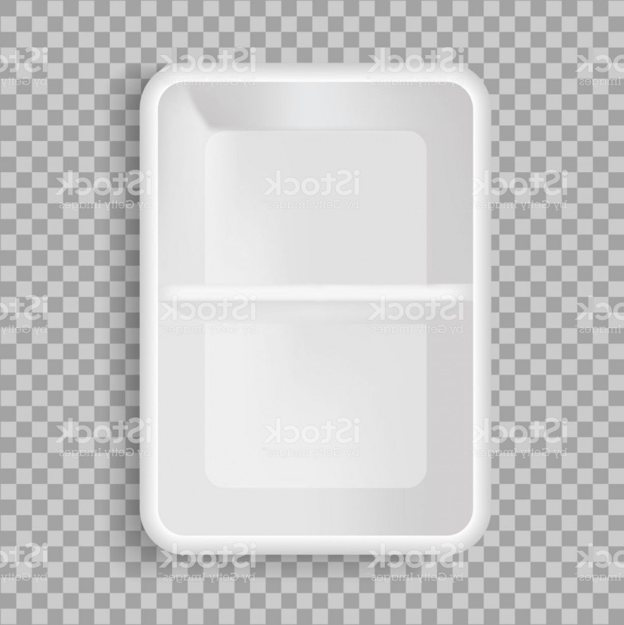 1227x1228 Vector Realistic Plastic Food Tray With Two Cells D Empty Lunch