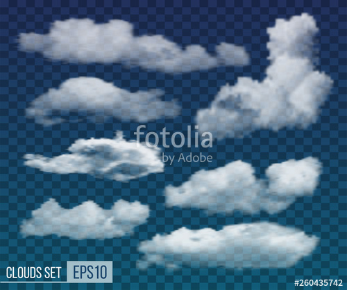 500x417 Set Of Realistic Transparent Night Clouds Vector Stock Image