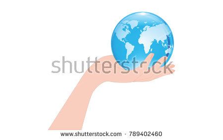 450x282 Blue Glass Transparent Globe On Female Palm