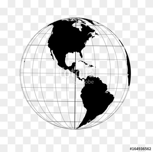 500x494 World Globe Frame In Black On A Transparent Background With North