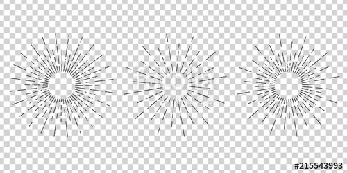 500x250 Vector Isolated Vintage Sun Rays For Decoration And Covering