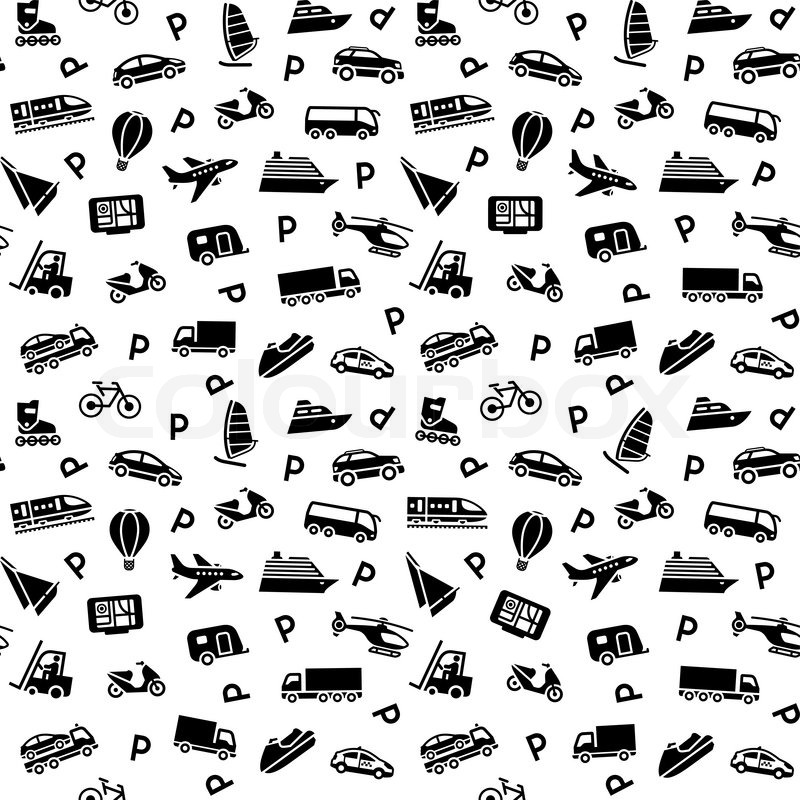 800x800 Seamless Background, Transport Icons, Stock Vector Colourbox