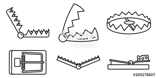 500x250 Bear Trap Icons Set Outline Set Of Bear Trap Vector Icons For Web