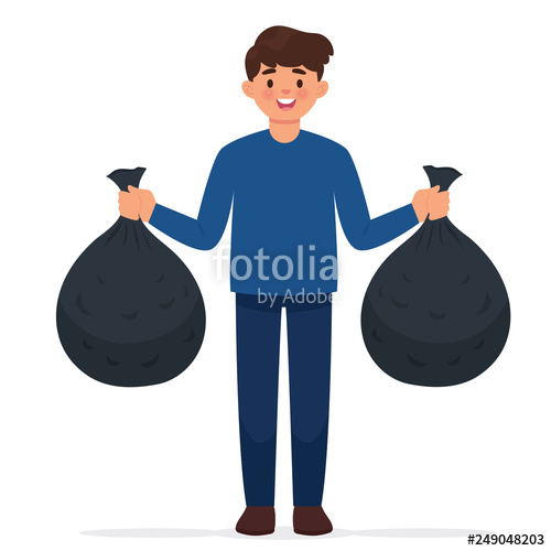 500x500 Man Holding Two Trash Bag, A Man Tries To Get Rid Of The Garbage