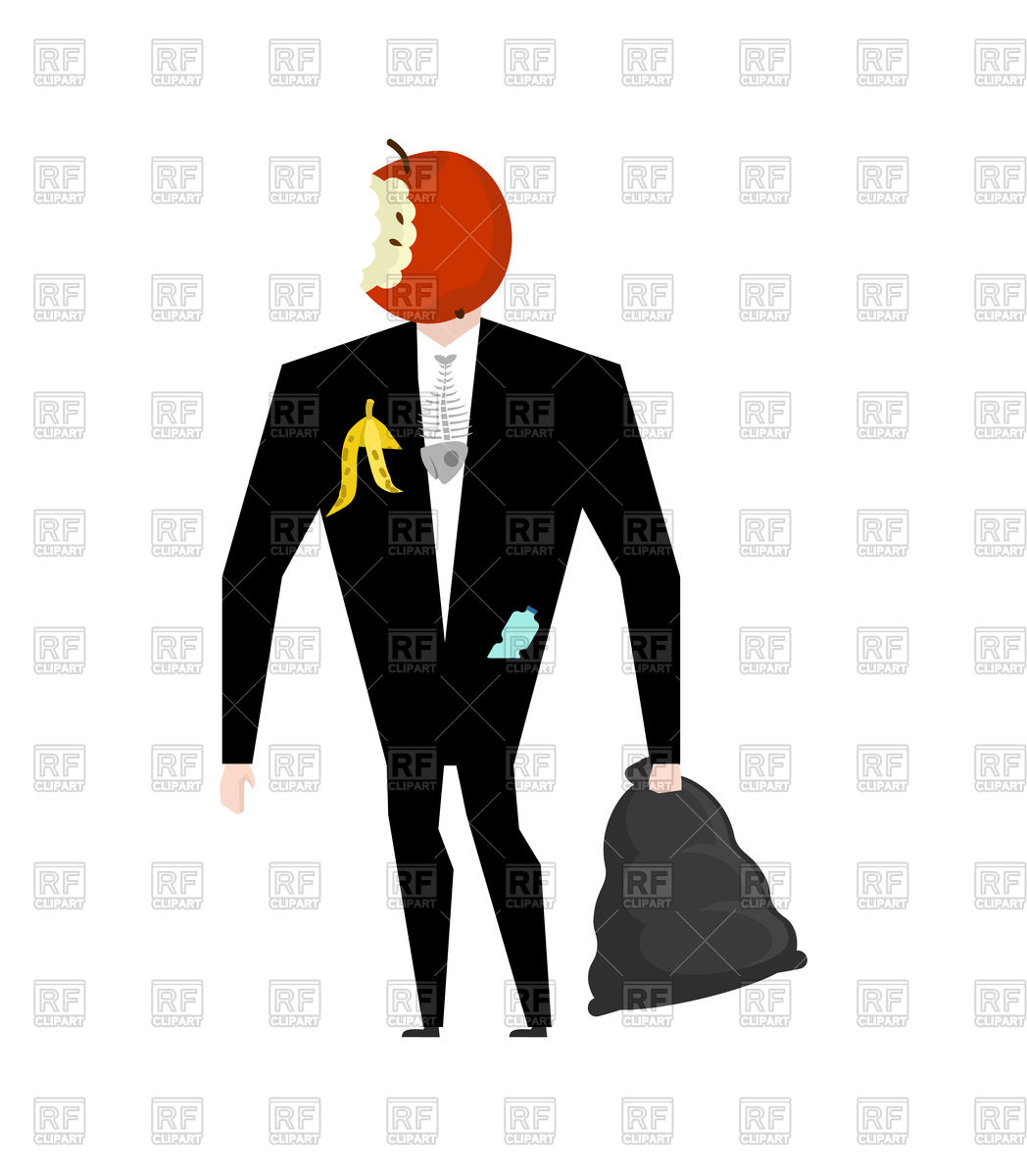 1048x1200 Mr Trash From Garbage Bag Boss Apple Core Vector Image