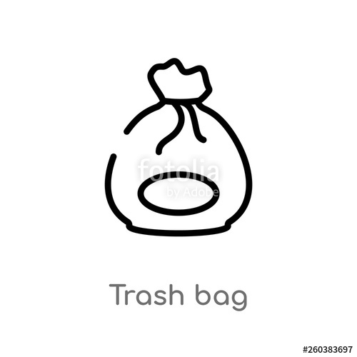 500x500 Outline Trash Bag Vector Icon Isolated Black Simple Line Element