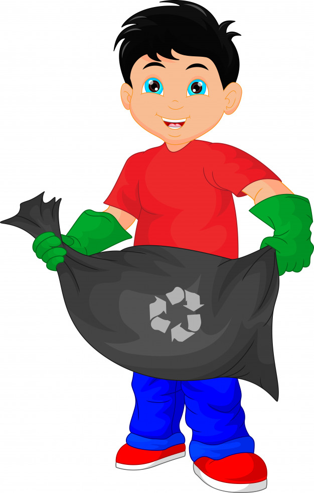 626x981 Cute Boy Holding Garbage Bag Vector Premium Download