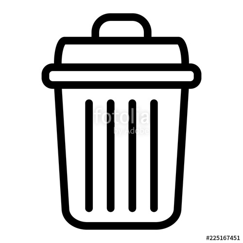 500x500 Trash Can Line Icon Bin Vector Illustration Isolated On White