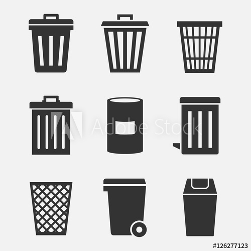 500x500 Trash Can Vector Icon Set