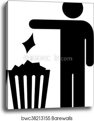 305x390 Use Trash Can Vector Sign, Canvas Print Barewalls Posters