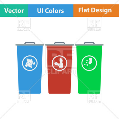 400x400 Garbage Containers With Separate Trash Icon Vector Image Of Signs