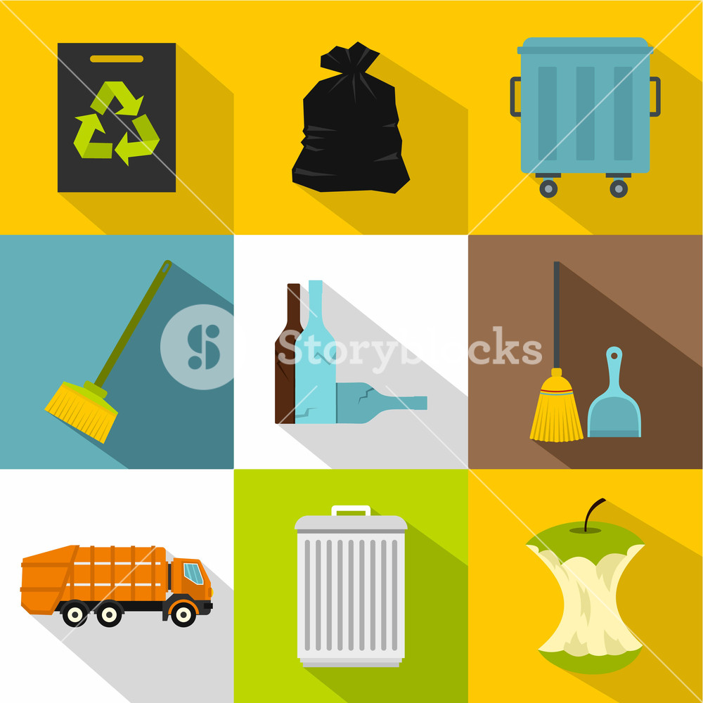 1000x1000 Trash Icons Set Flat Illustration Of Trash Vector Icons For Web