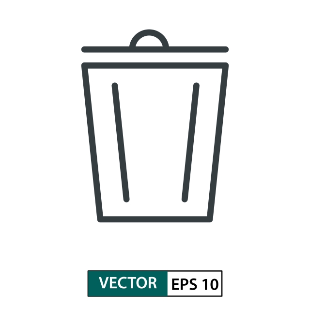640x640 Trash Flat Icon Vector Line Style Isolated On White Vector Il
