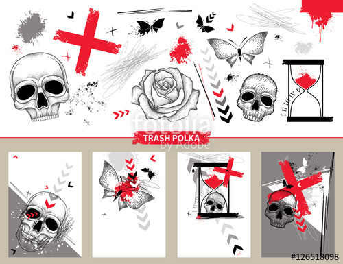 Vector Set With Design Templates And Cards In Trash Polka 500x385 Vector Set With Design Templates And Cards In Trash Polka