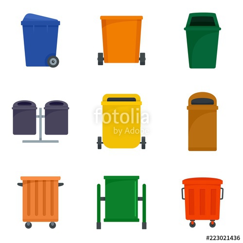 Separation Recycle Bin Waste Trash Icons Set Flat Illustration 500x500 Separation Recycle Bin Waste Trash Icons Set Flat Illustration