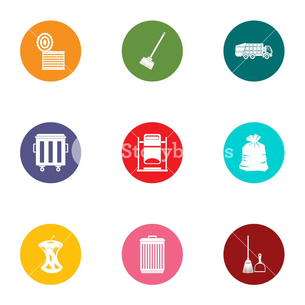 1000x1000 Throw Out Trash Icons Set Flat Set Of Throw Out Trash Vector