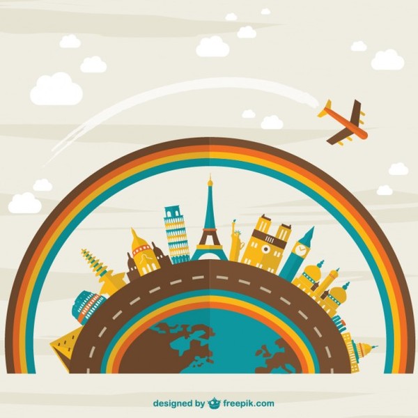 600x600 Travel Background Flat Graphics Free Vector