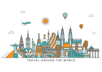 339x240 Travel And Tourism Background Vector Background Line