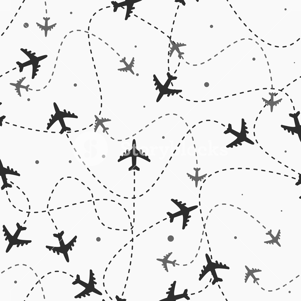1000x1000 Travel Around The World Airplane Routes Seamless Pattern