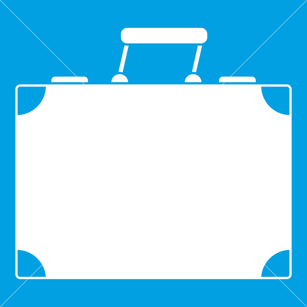1000x1000 Travel Bag Icon White Isolated On Blue Background Vector