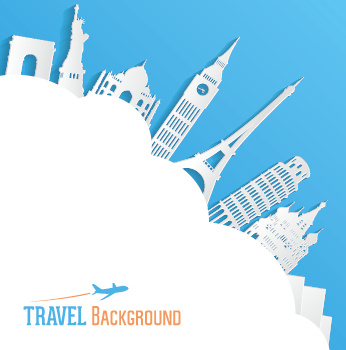 346x350 Classic Buildings With Travel Background Vector Free Vector