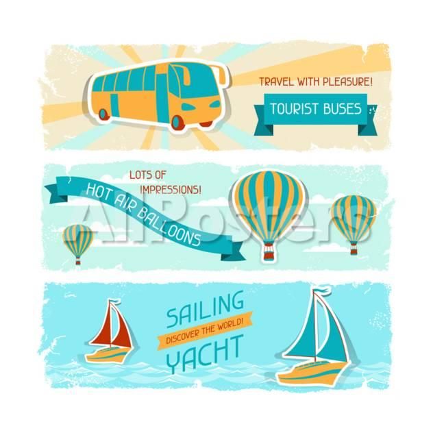 632x632 Set Of Horizontal Travel Banners In Retro Style