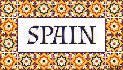 500x286 Spain Travel Banner Vector Tourism Typography Design With Tiles