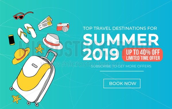600x383 Summer Travel Banner Template Vacation Discount Poster For Travel