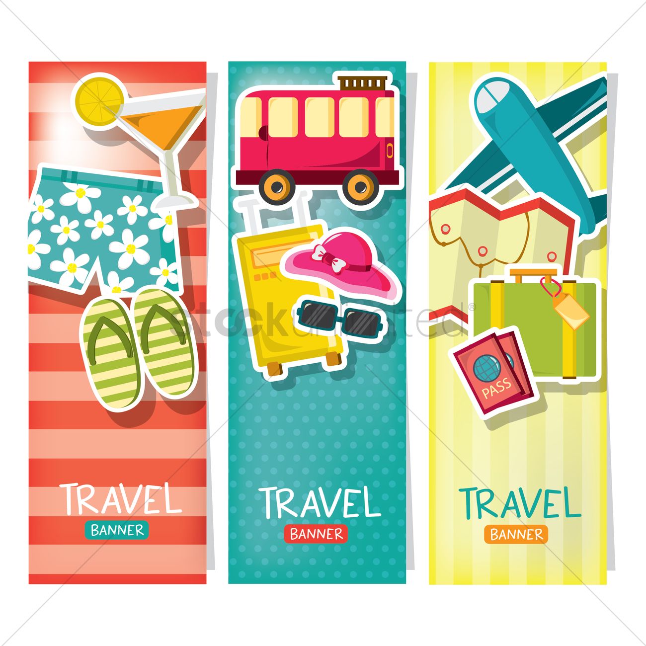 1300x1300 Travel Banners Vector Image
