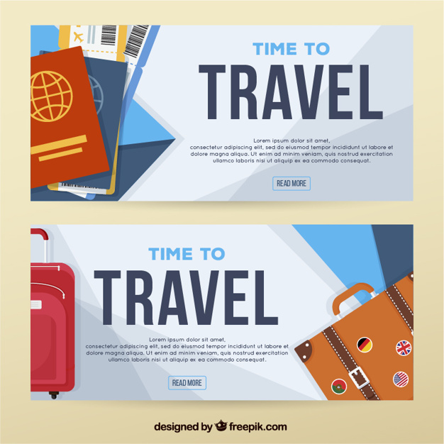 626x626 Travel Banners With Passports And Baggage Vector Free Download