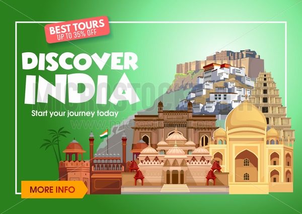 600x426 Discover India Travel Banner Trip To India Design Concept India