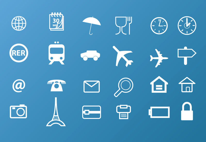 850x584 Travel Icons Vector Art Graphics