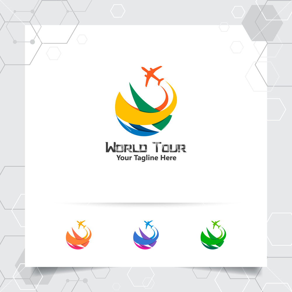 1000x1000 Travel Logo Design Concept Of Airplane Icon With Globe Symbol