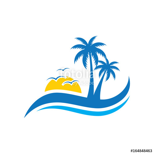 500x500 Palm Tree Wave Travel Logo Vector Image Stock Image And Royalty