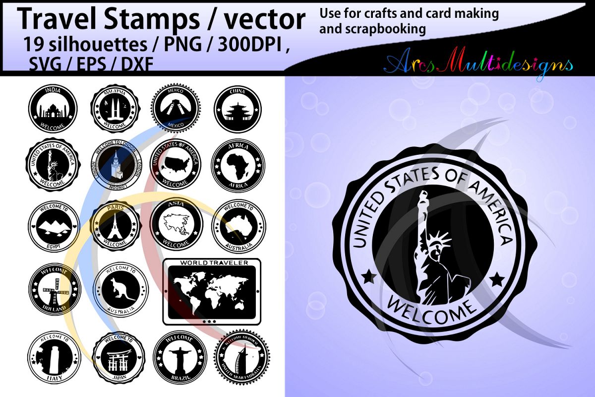 1200x800 Travel Stamps Vector Travel Stamp Silhouette Vector