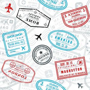 300x300 Photostock Vector Seamless Passport Stamps Vector Background