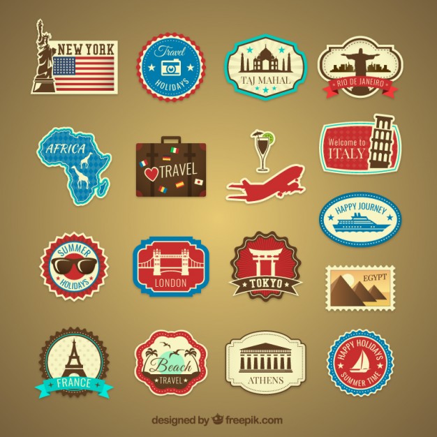 626x626 Retro Vacation Travel Labels Vector Free Download