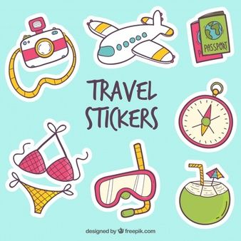 338x338 Travel Stickers Collection With Elements Stickers