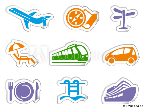 500x375 Travel Stickers Vector Illustration