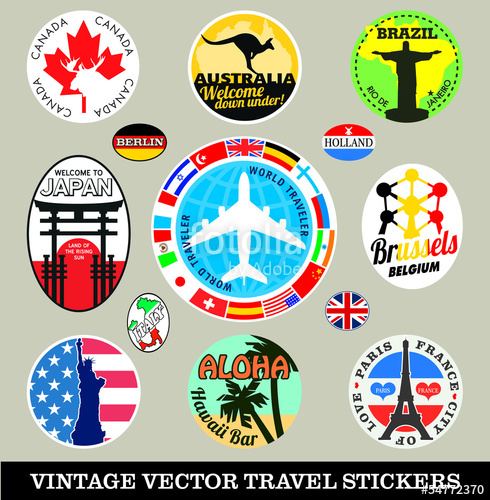490x500 Vector Images Of Vintage Travel Stickers Stock Image And Royalty