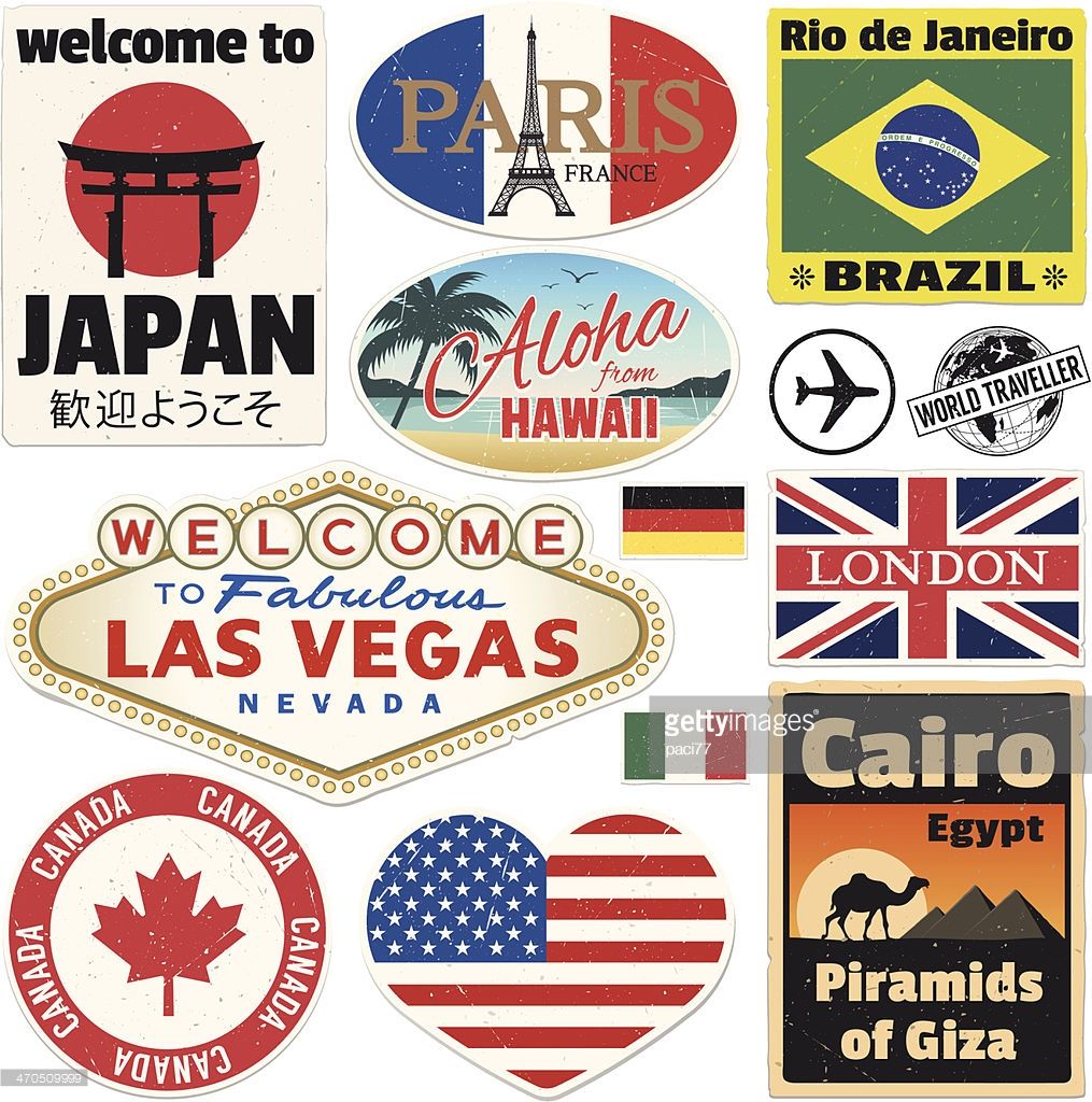 1015x1024 Vector Vintage Travel Stickers High Res Included Travel