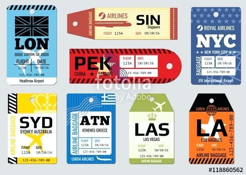 500x356 Vintage Luggage Tags Travel Labels Vector Set Airline Tag Template