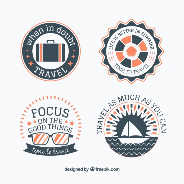 626x626 Decorative Retro Travel Stickers Vector Free Download