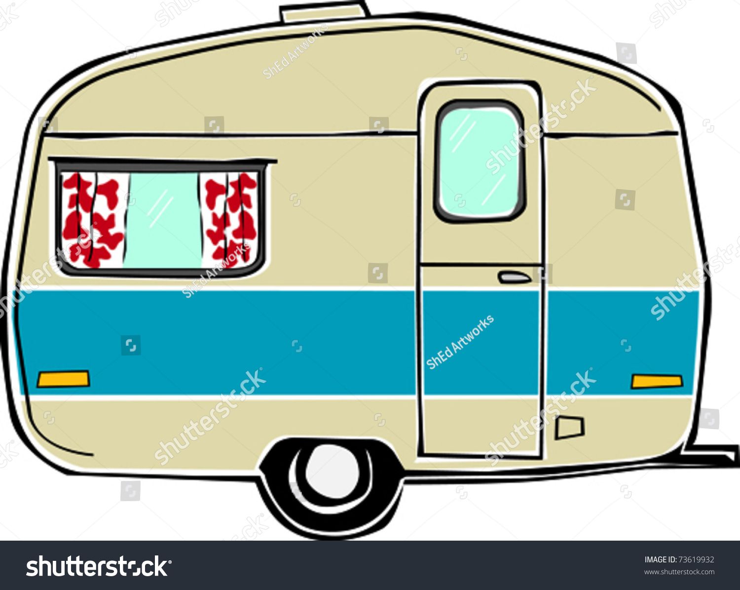1500x1195 Retro Happy Hippie Vintage Travel Trailer Camper Vector