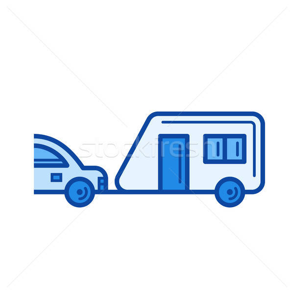 600x600 Travel Trailer Line Icon Vector Illustration Andrei Krauchuk