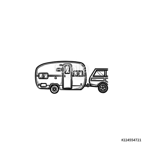 500x500 Camper And Car Hand Drawn Outline Doodle Icon Caravan Vacation