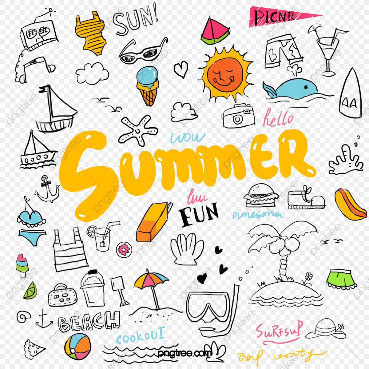 1200x1200 Summer Summer Travel Vector Elements, Summer Clipart, Travel