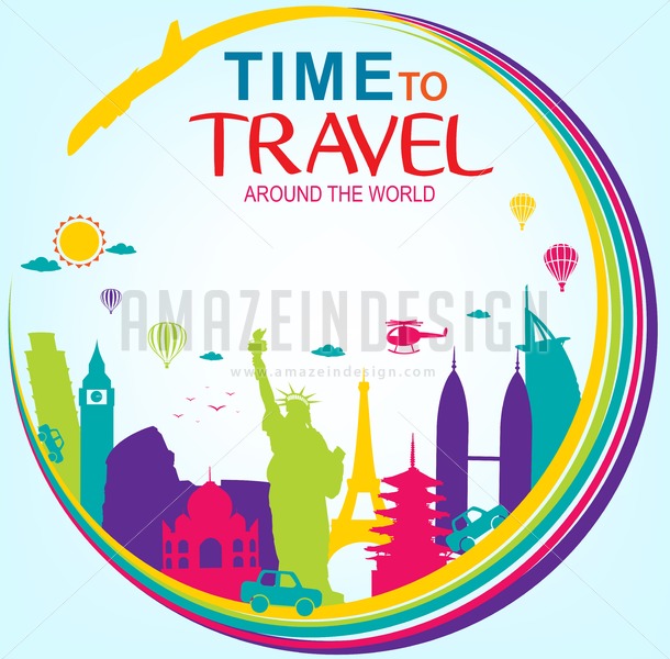 610x600 Vector Time To Travel Around The World