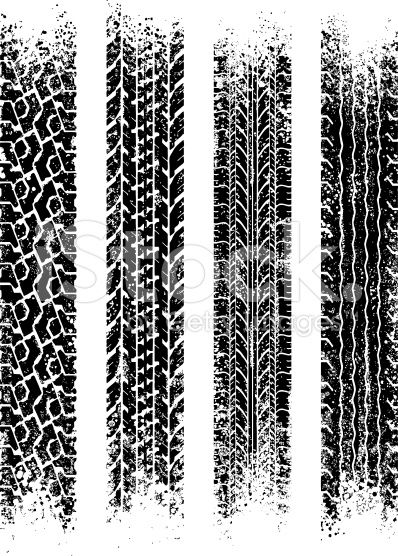 398x556 Gritty Black And White Tire Treads Vector Wheels Vector Art